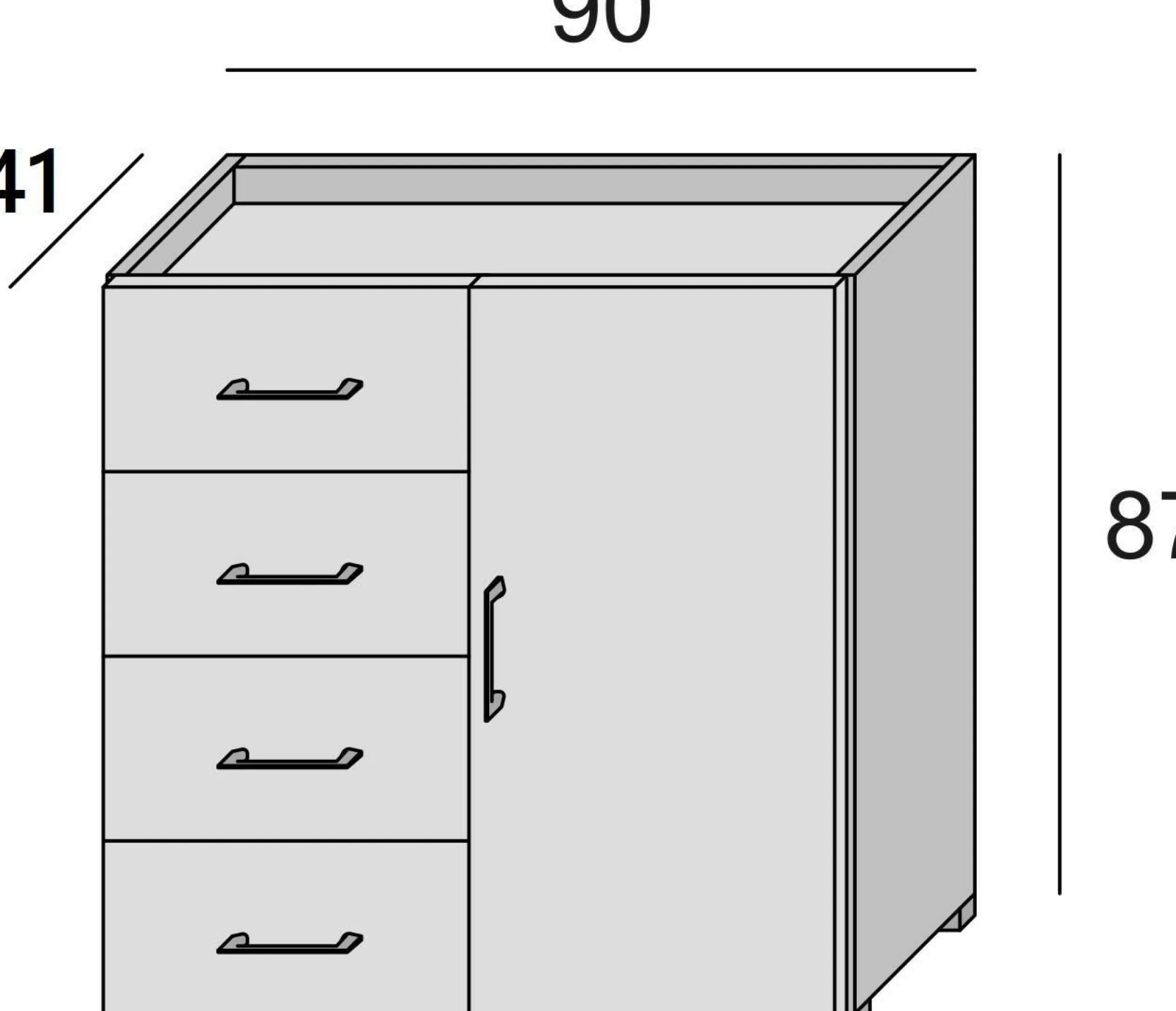 Credenza Dnag, 90x41h87 cm, Bianco e Cemento<Dmora Best Sale