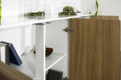 Credenza Dnande, cm 180x41h86, Bianco lucido e Noce<Dmora Sale
