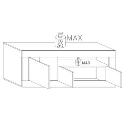 Credenza Dolphin, 138x42 h86 cm, Bianco lucido e Ardesia<Dmora Fashion