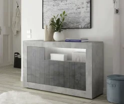 Credenza Dolphin, 138x42 h86 cm, Cemento e Ardesia<Dmora Discount