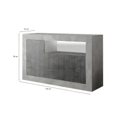Credenza Dolphin, 138x42 h86 cm, Cemento e Ardesia<Dmora Discount