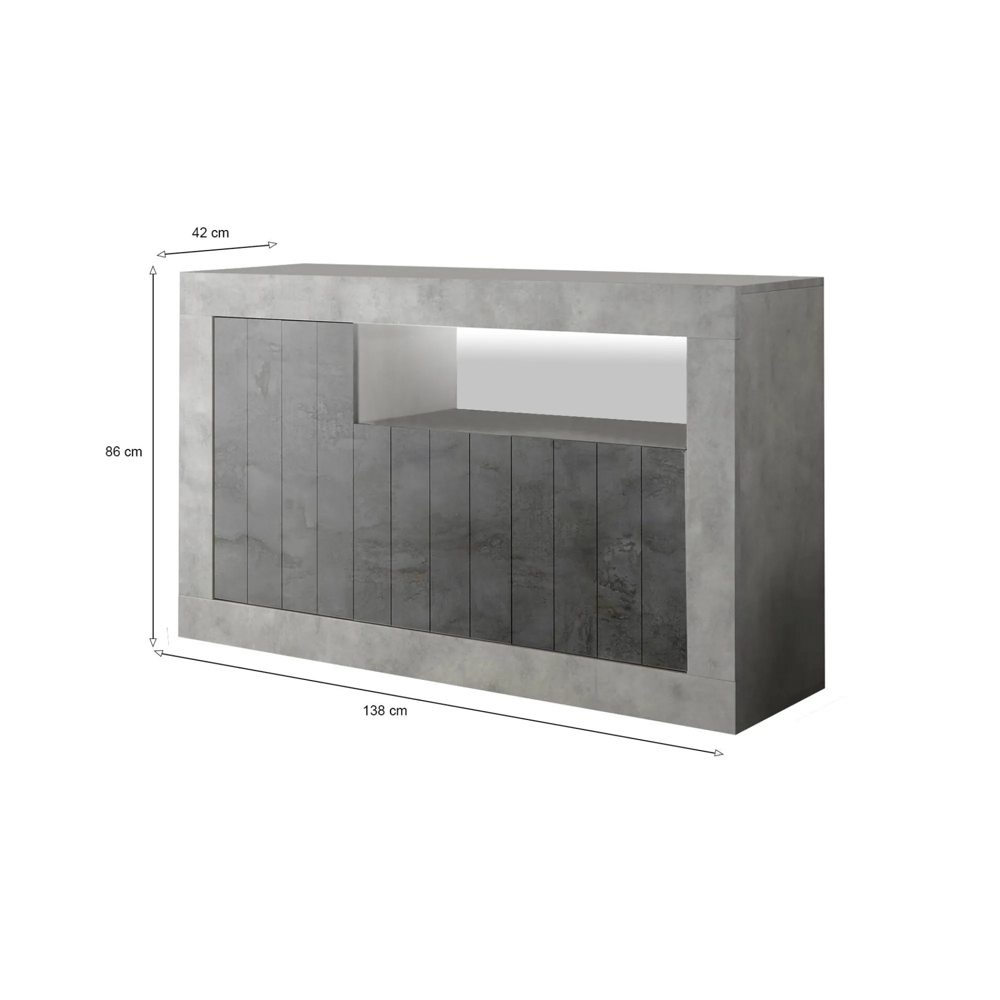 Credenza Dolphin, 138x42 h86 cm, Cemento e Ardesia<Dmora Discount