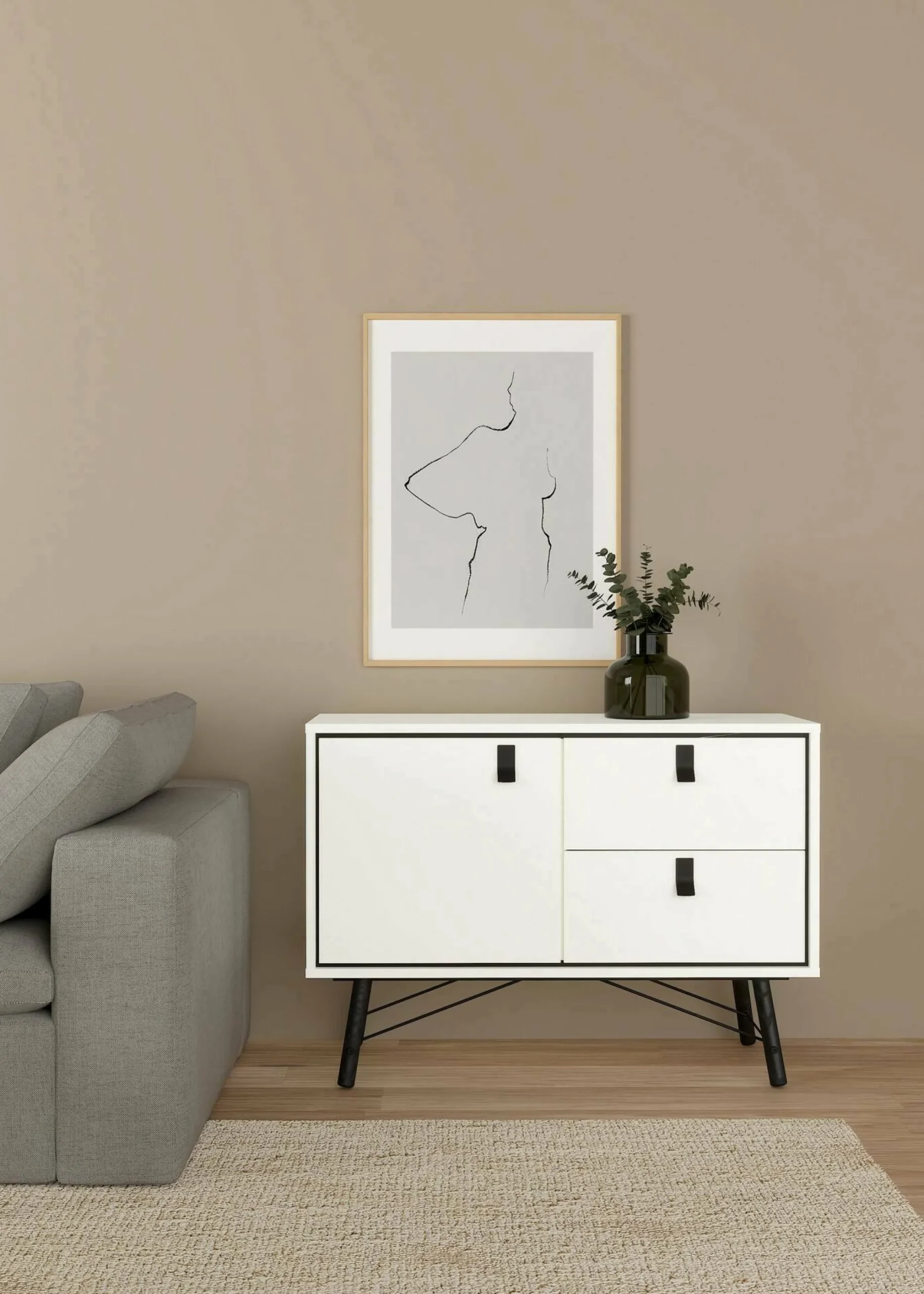 Credenza Dsalvad, 40x102 h72 cm, Bianco e Nero<Dmora Discount