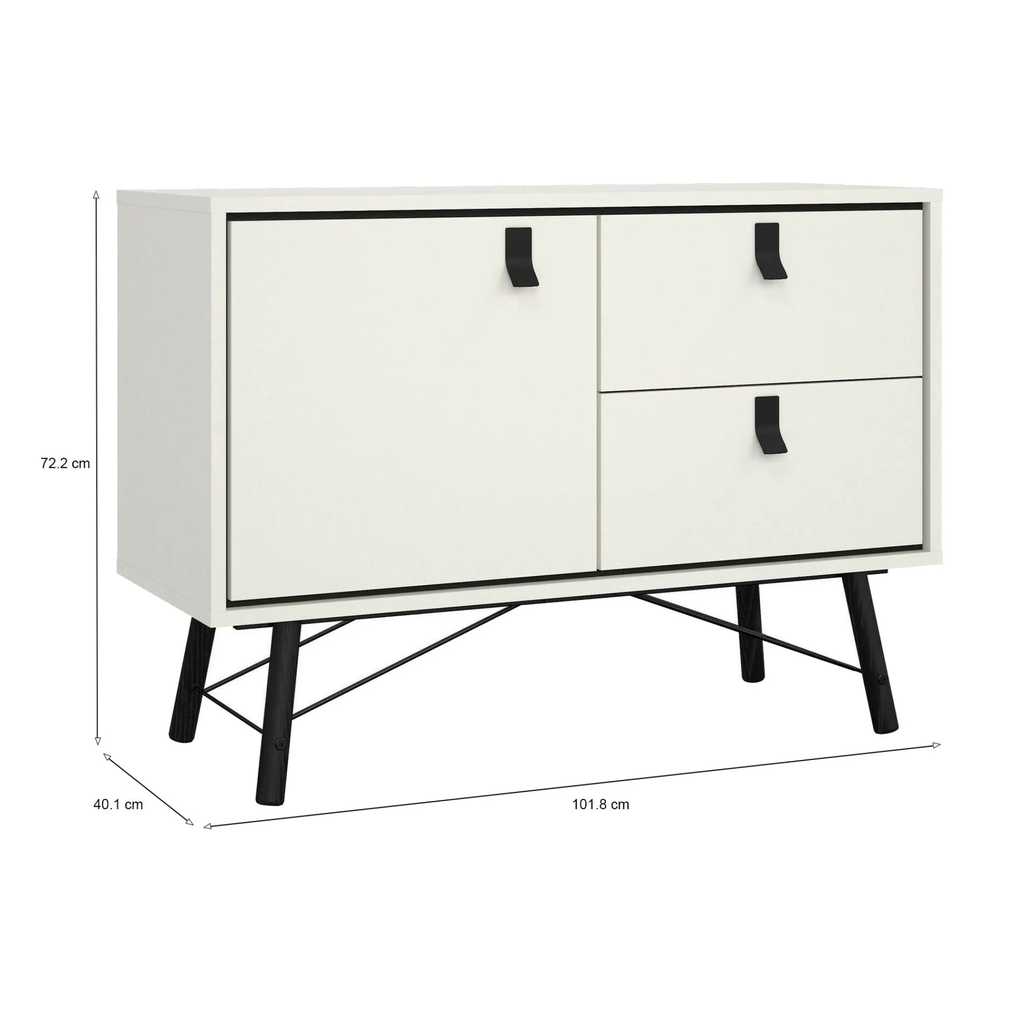Credenza Dsalvad, 40x102 h72 cm, Bianco e Nero<Dmora Discount