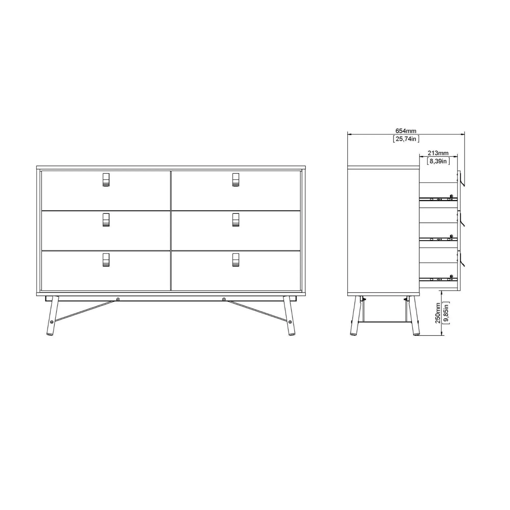 Credenza Dsalvett, 40x150 h95 cm, Bianco e Nero<Dmora Hot