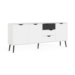 Credenza Dsamel, 195x39 h81 cm, Bianco e Nero<Dmora Store