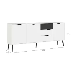 Credenza Dsamel, 195x39 h81 cm, Bianco e Nero<Dmora Store