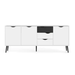 Credenza Dsamel, 195x39 h81 cm, Bianco e Nero<Dmora Store