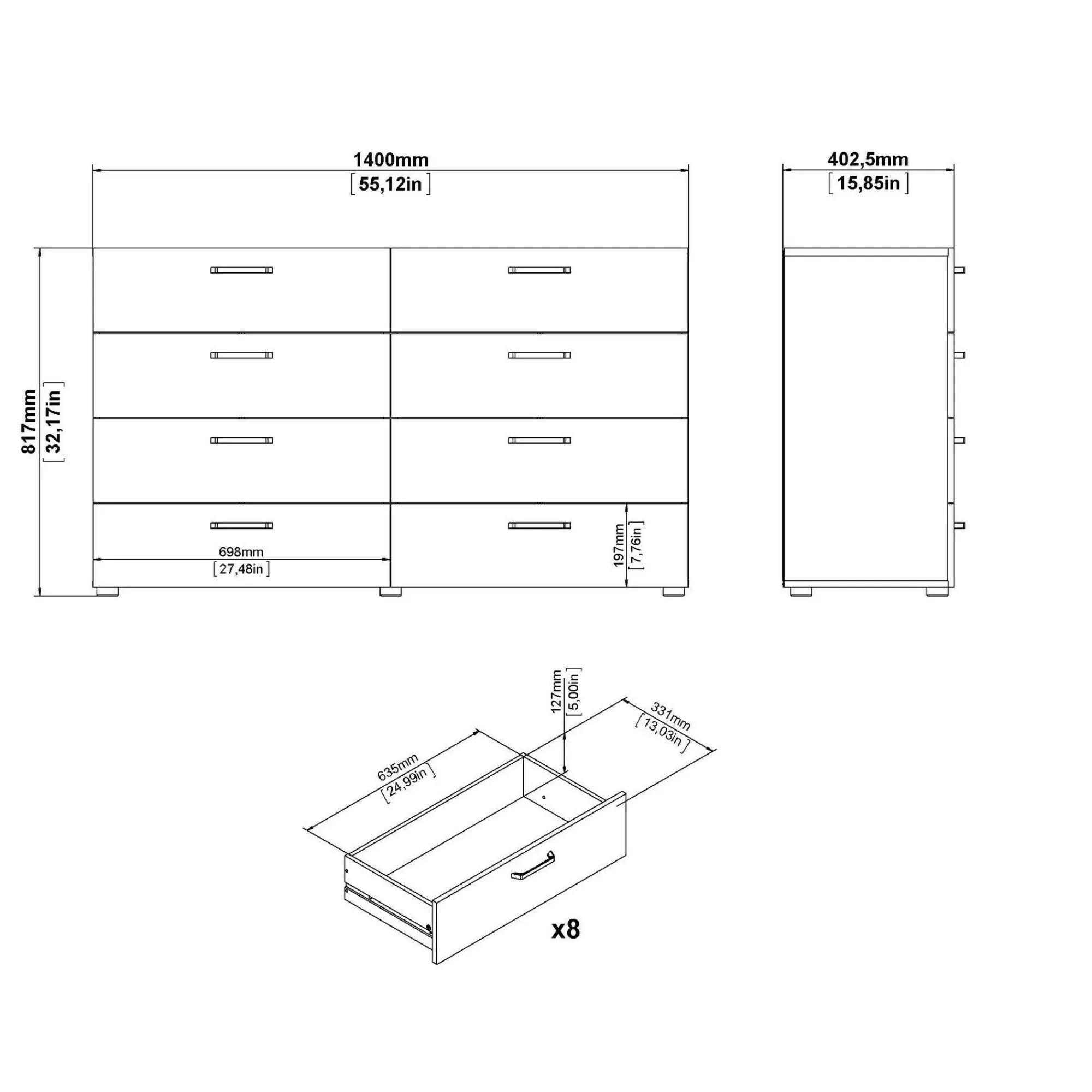 Credenza Dsangall, 40x140 h82 cm,<Dmora Online