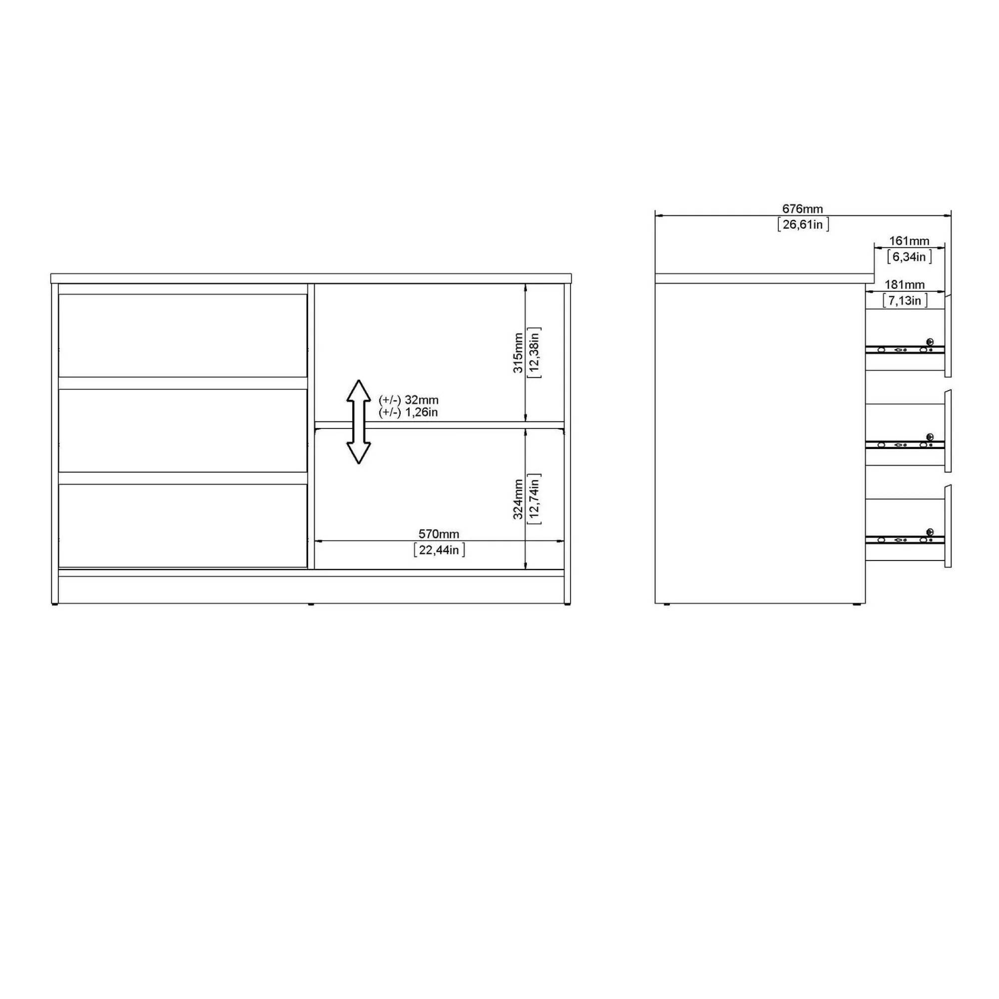 Credenza Dsatalin, 50x119 h76 cm,<Dmora Clearance