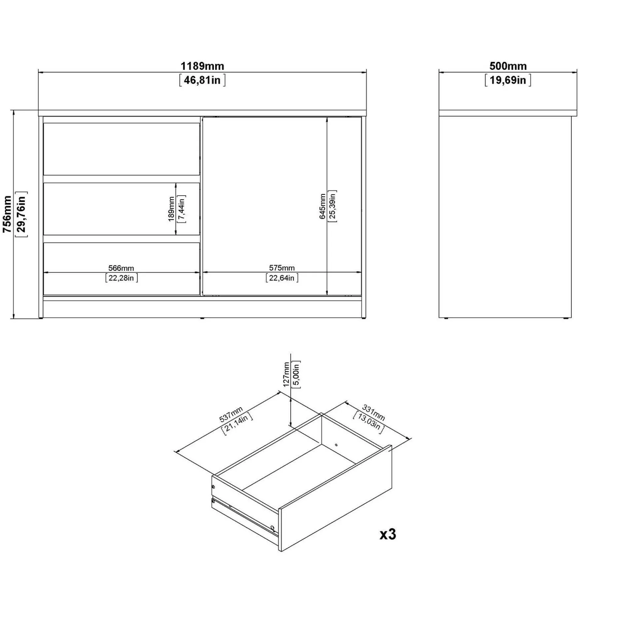 Credenza Dsatalin, 50x119 h76 cm,<Dmora Clearance