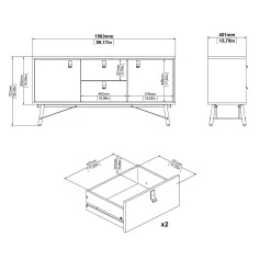 Credenza Dsavold, 40x150 h72 cm, Bianco e Nero<Dmora Flash Sale