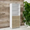 Credenza Dsupp, 89x40 h222 cm, Bianco e Quercia<Dmora Flash Sale