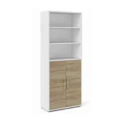 Credenza Dsupp, 89x40 h222 cm, Bianco e Quercia<Dmora Flash Sale