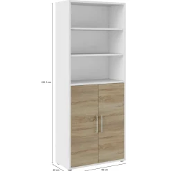 Credenza Dsupp, 89x40 h222 cm, Bianco e Quercia<Dmora Flash Sale