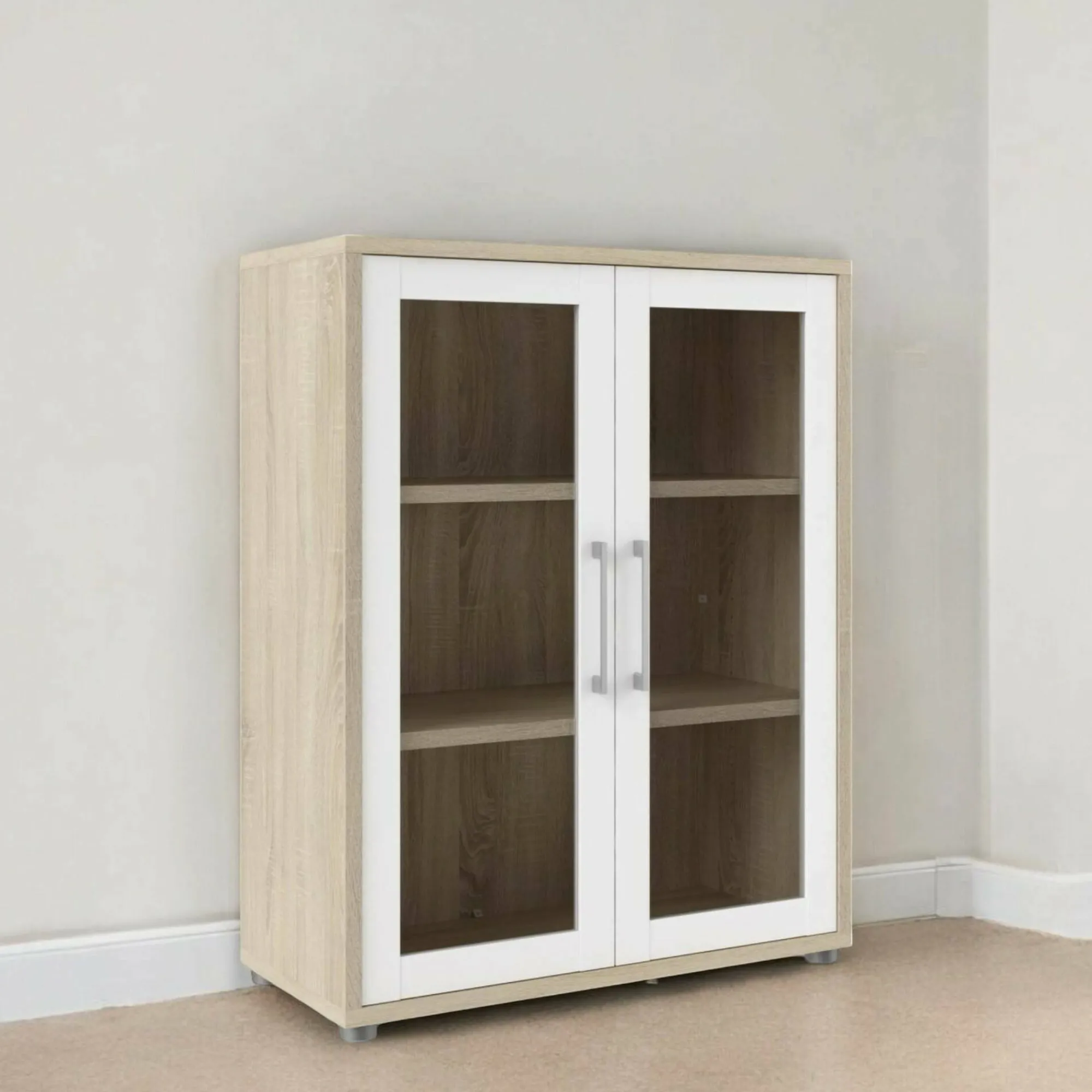 Credenza Dsupryah, 89x40 h113 cm, Quercia e Bianco<Dmora Flash Sale