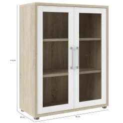Credenza Dsupryah, 89x40 h113 cm, Quercia e Bianco<Dmora Flash Sale