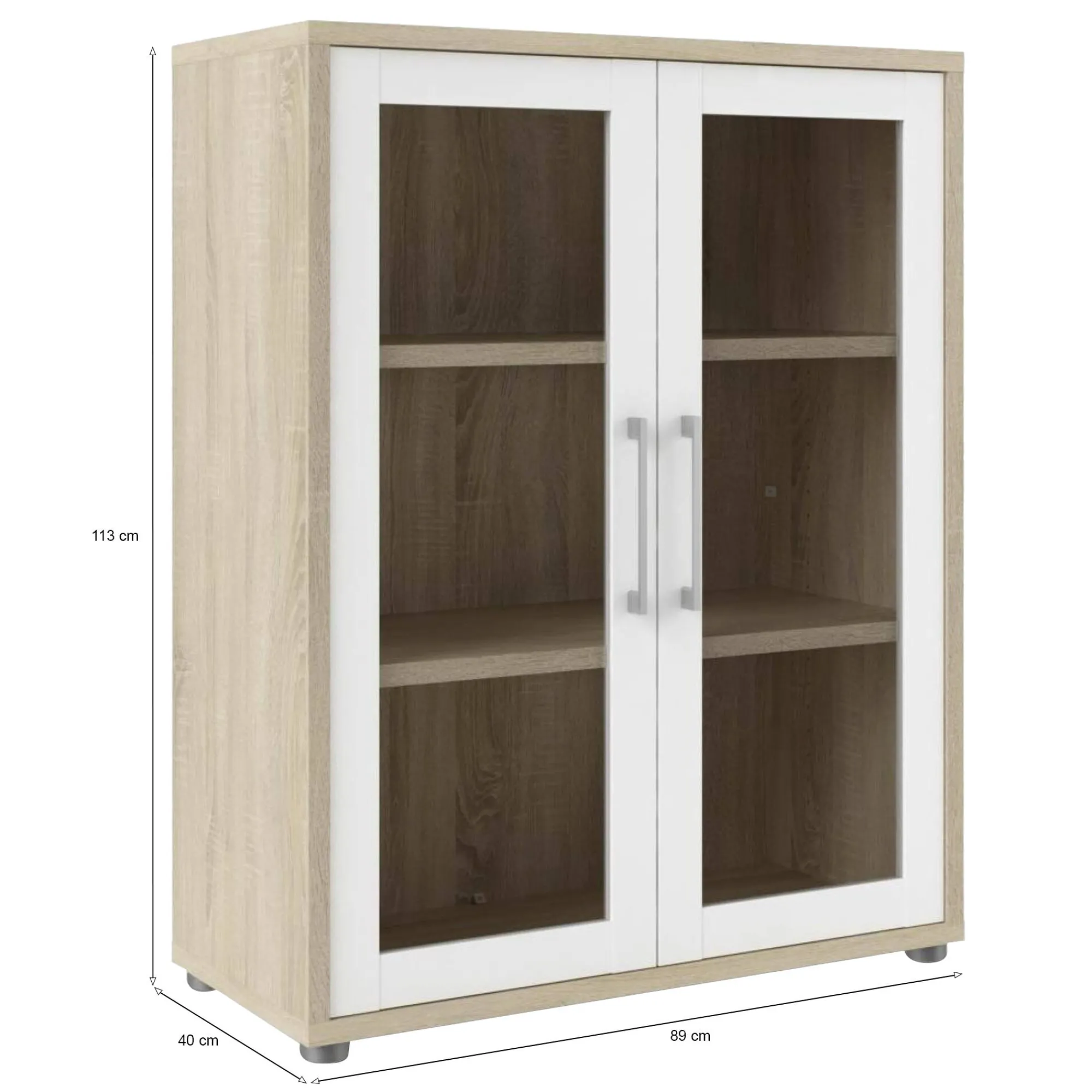 Credenza Dsupryah, 89x40 h113 cm, Quercia e Bianco<Dmora Flash Sale