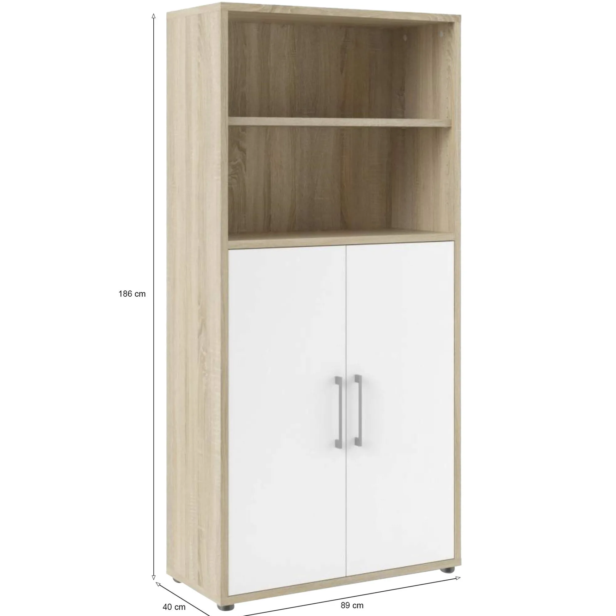 Credenza Dsvobod, 89x40 h186 cm, Quercia e Bianco<Dmora Best Sale