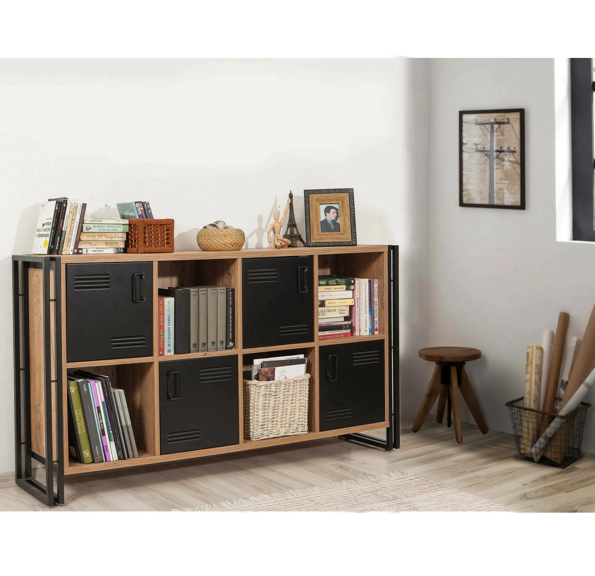 Credenza Dumfrie, 164x35h89 cm, Quercia e Nero<Dmora Cheap