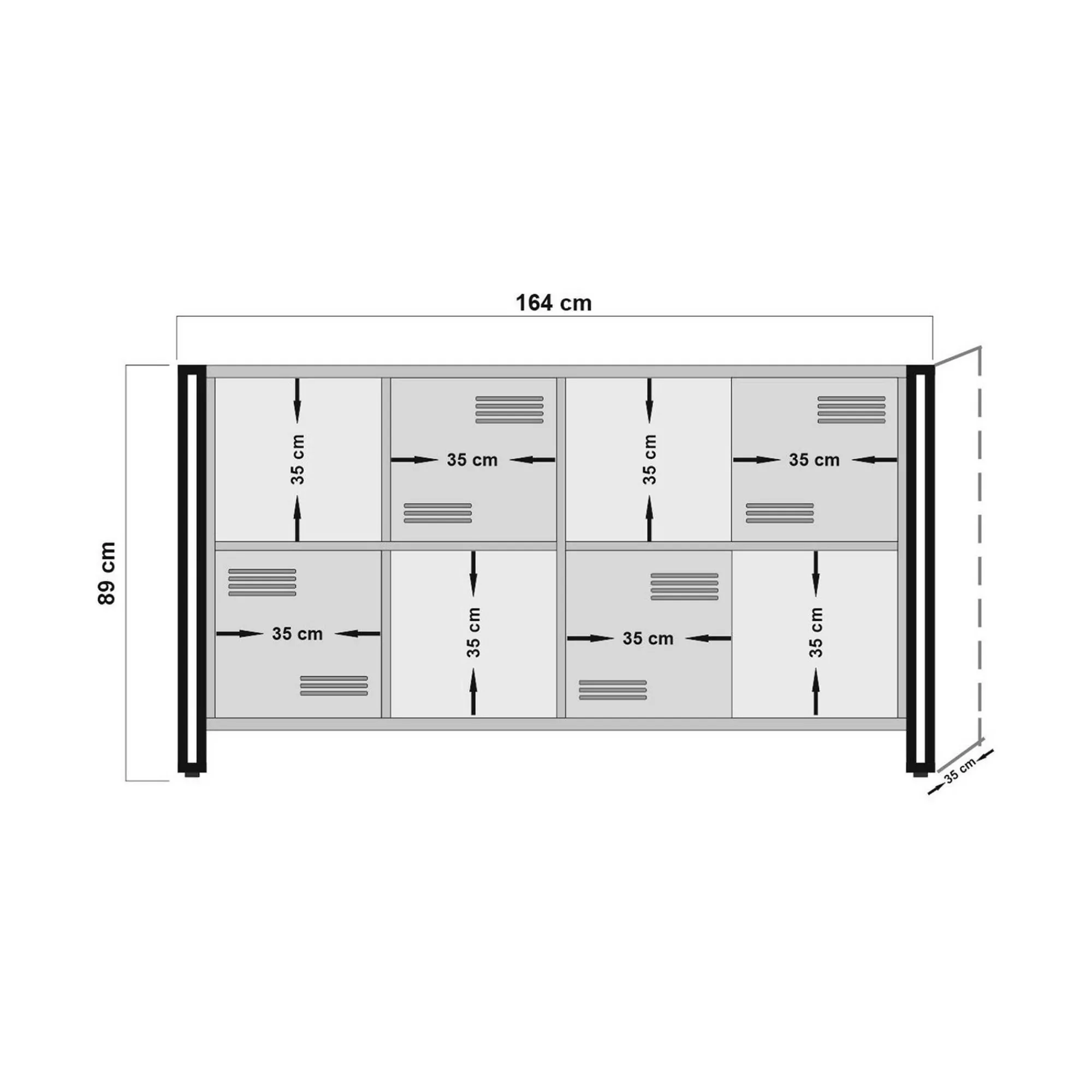 Credenza Dumfrie, 164x35h89 cm, Quercia e Nero<Dmora Cheap