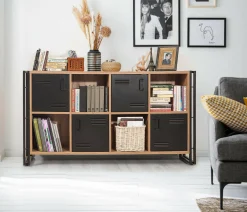 Credenza Dumfrie, 164x35h89 cm, Quercia e Nero<Dmora Cheap