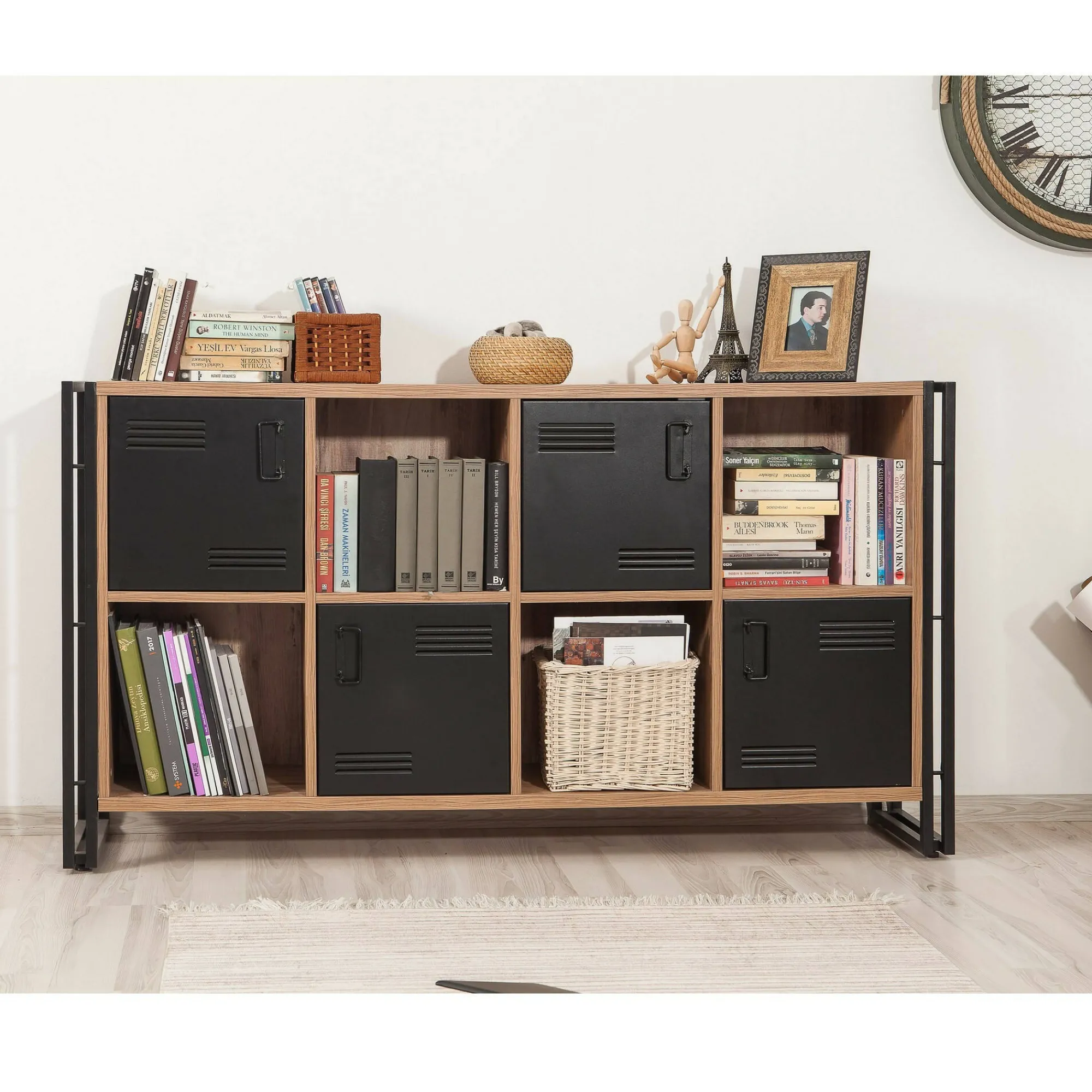 Credenza Dumfrie, 164x35h89 cm, Quercia e Nero<Dmora Cheap