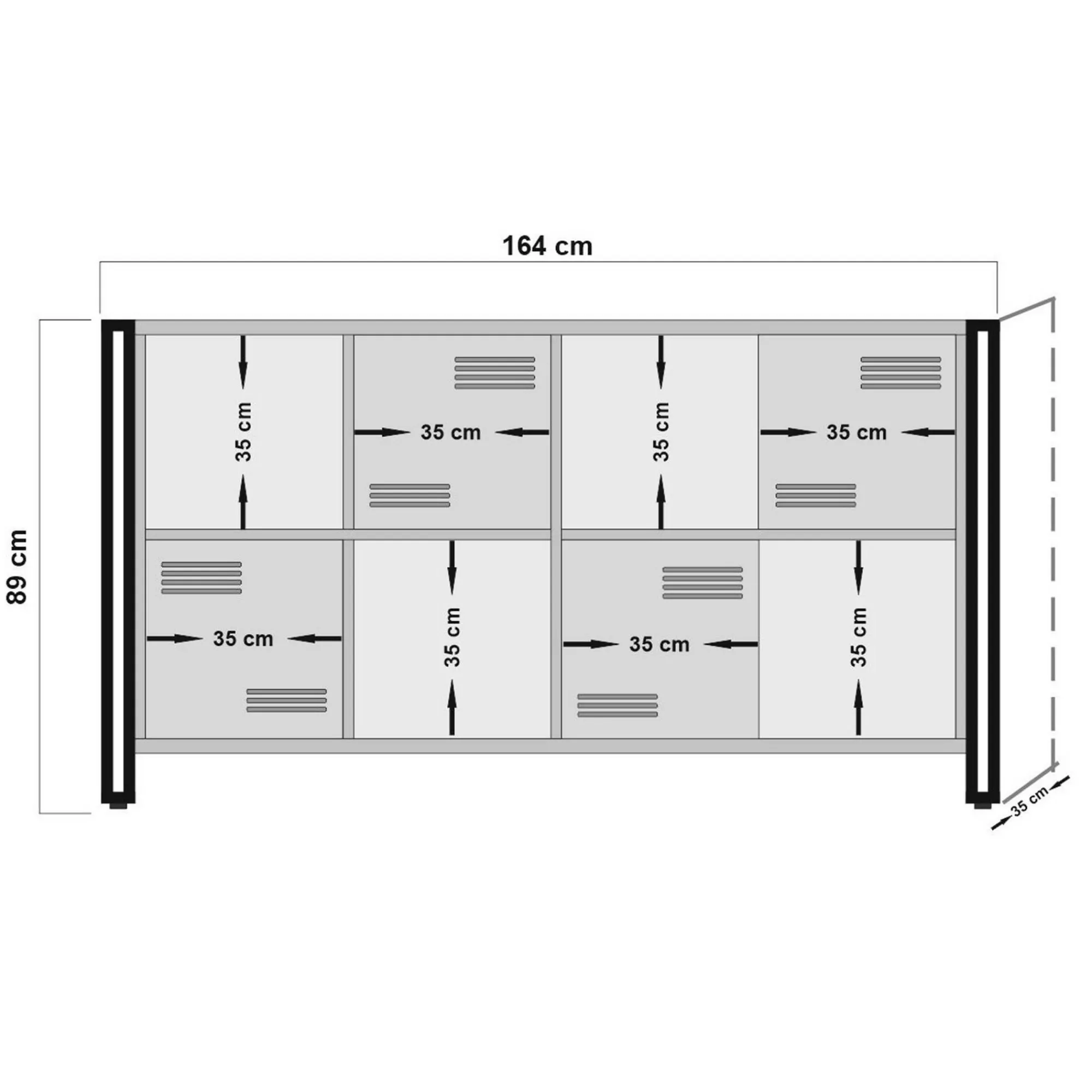 Credenza Dumfrie, 164x35h89 cm, Quercia e Nero<Dmora Cheap