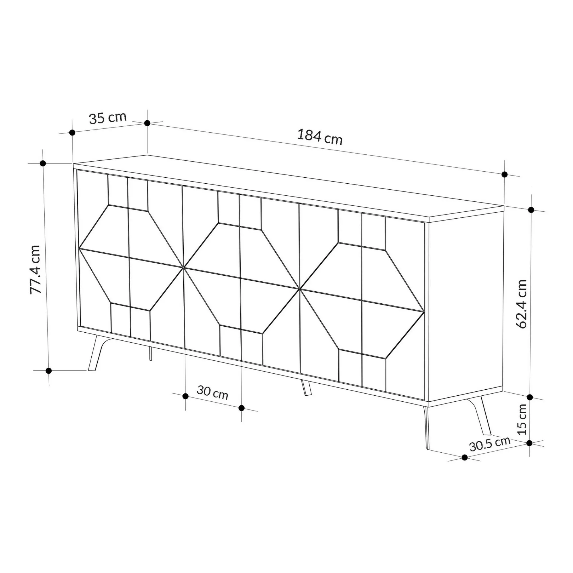 Credenza Earl, 184x35 h77 cm,<Dmora Clearance