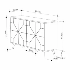 Credenza Earl, 123x35 h62 cm,<Dmora Shop