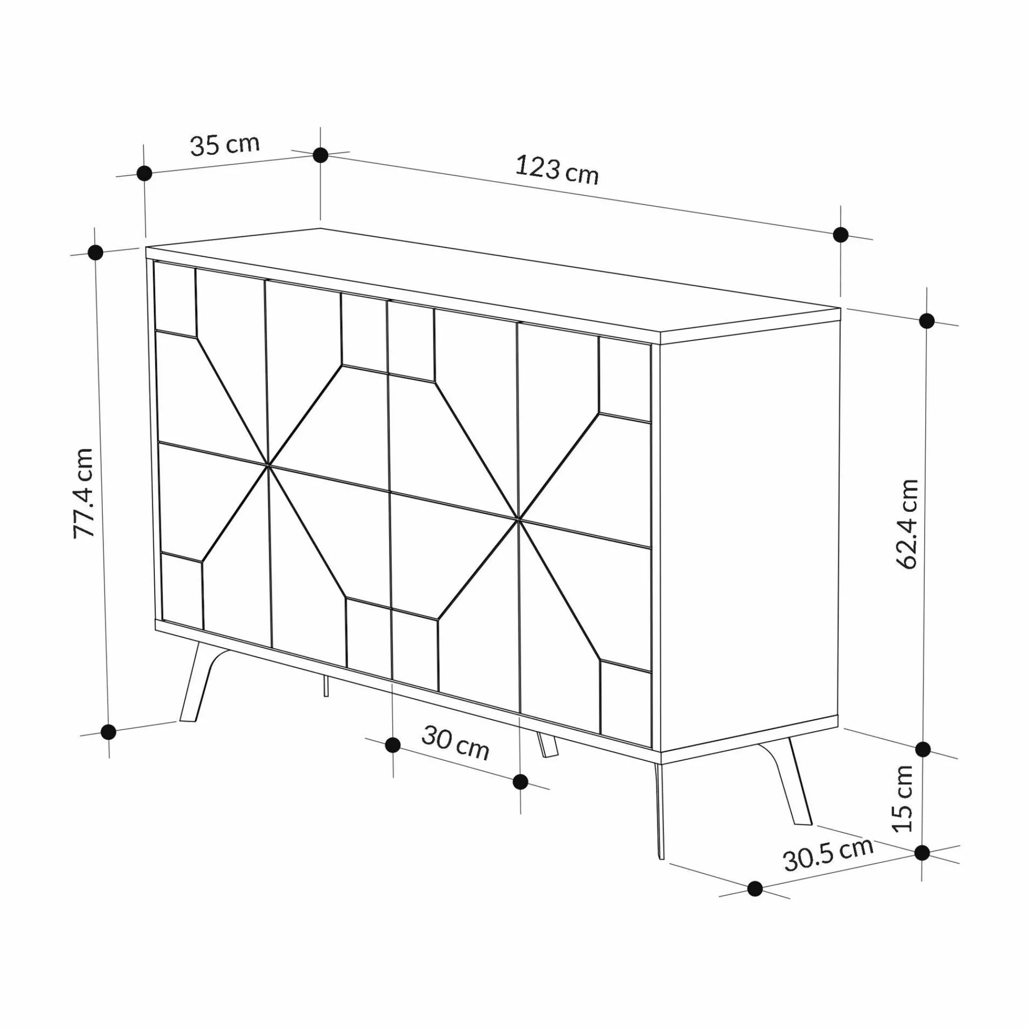 Credenza Earl, 123x35 h62 cm,<Dmora Cheap