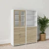 Credenza Embabane, 40x178 h222 cm, Bianco e Quercia<Dmora Sale