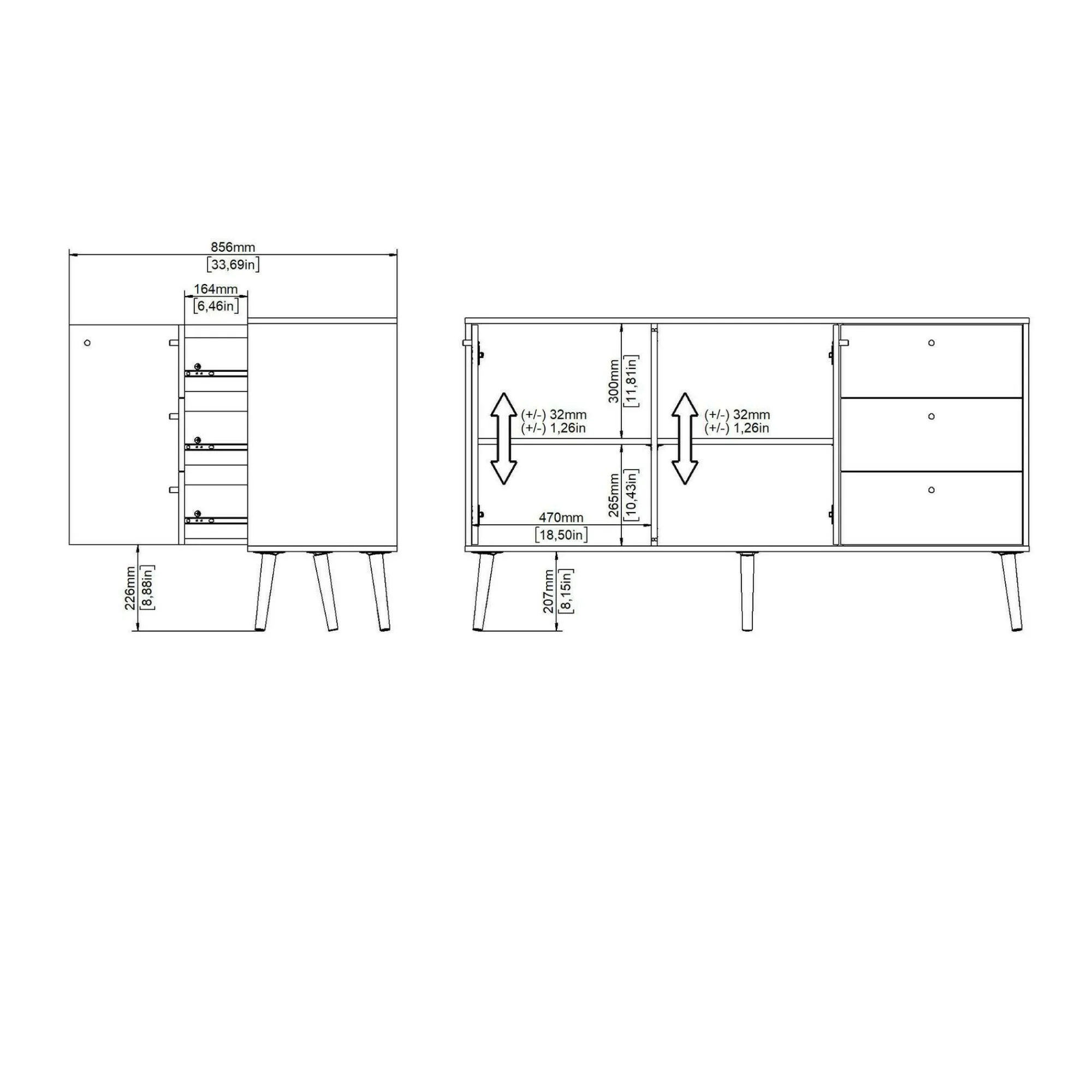 Credenza Erina, 39x147 h82 cm,<Dmora New