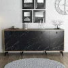 Credenza Ernie, 180x45 h80 cm, Noce e Grigio<Dmora Discount
