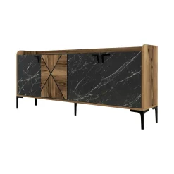 Credenza Fay, 180x35 h79 cm, Noce e Nero<Dmora Hot