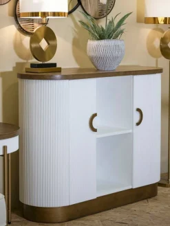 Credenza Ferrule, 121x41 h90 cm, Bianco e Marrone<Dmora Shop