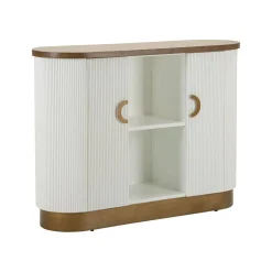 Credenza Ferrule, 121x41 h90 cm, Bianco e Marrone<Dmora Shop