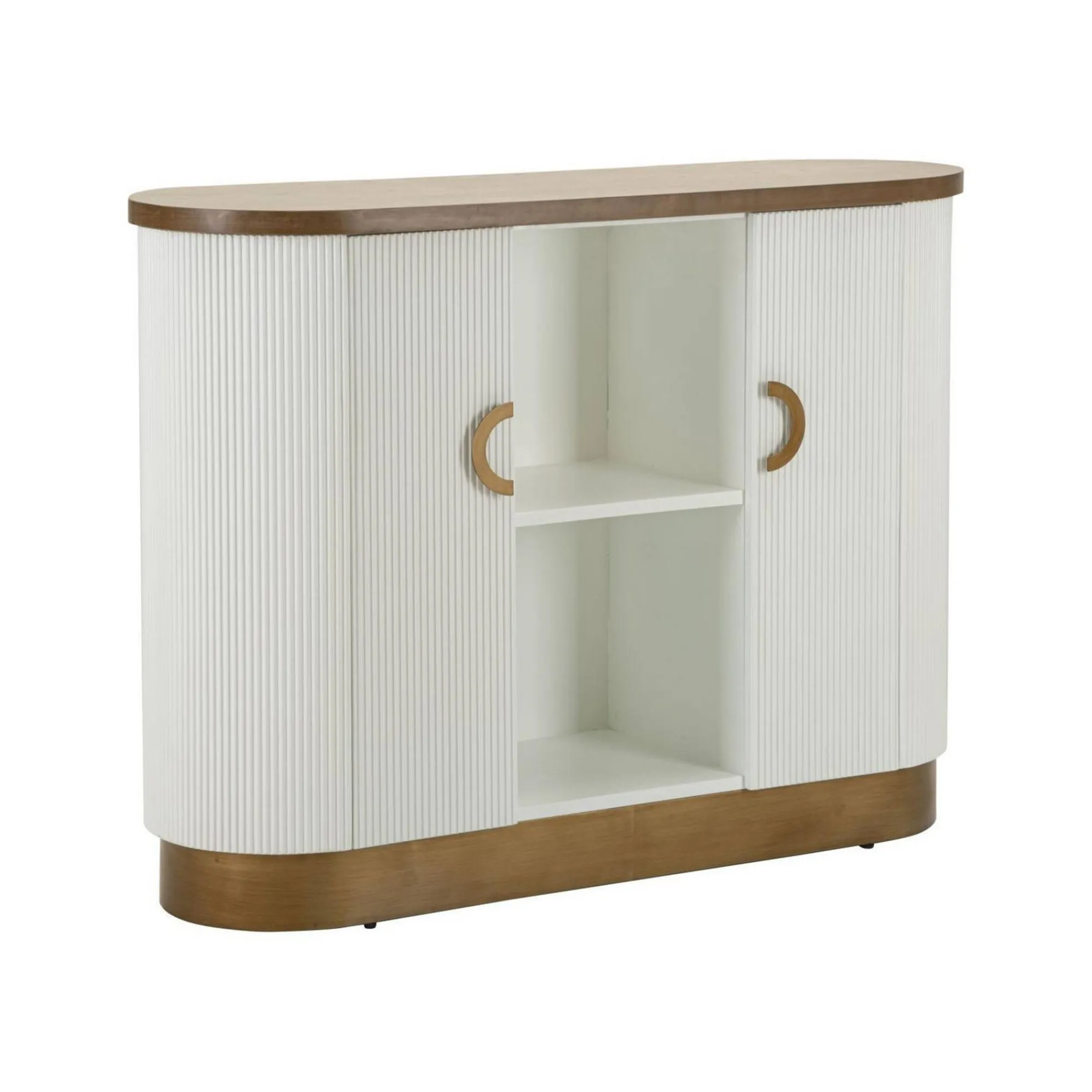 Credenza Ferrule, 121x41 h90 cm, Bianco e Marrone<Dmora Shop