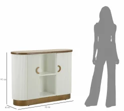 Credenza Ferrule, 121x41 h90 cm, Bianco e Marrone<Dmora Shop