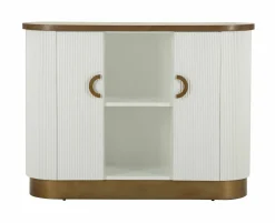 Credenza Ferrule, 121x41 h90 cm, Bianco e Marrone<Dmora Shop
