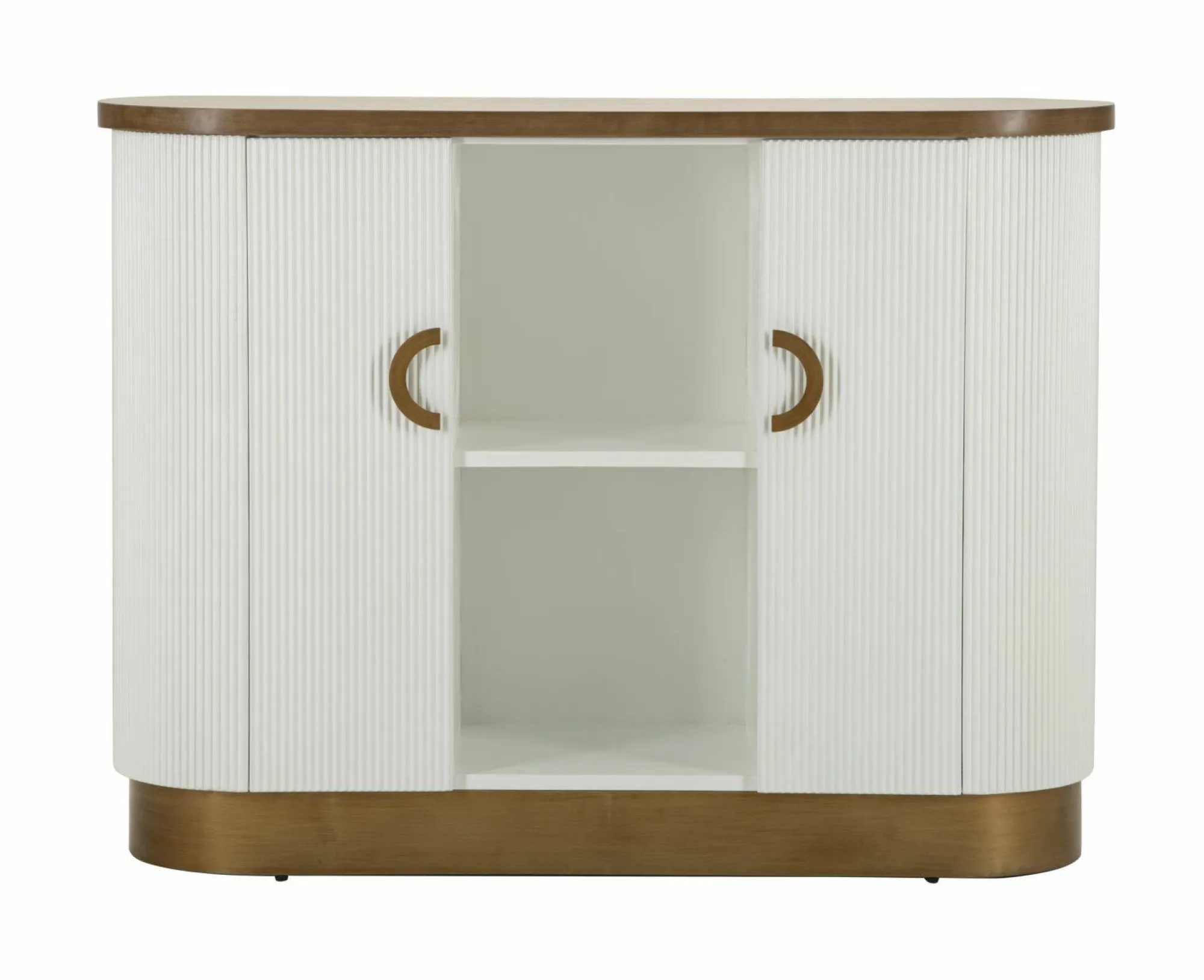 Credenza Ferrule, 121x41 h90 cm, Bianco e Marrone<Dmora Shop