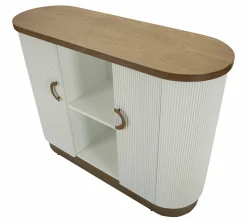 Credenza Ferrule, 121x41 h90 cm, Bianco e Marrone<Dmora Shop