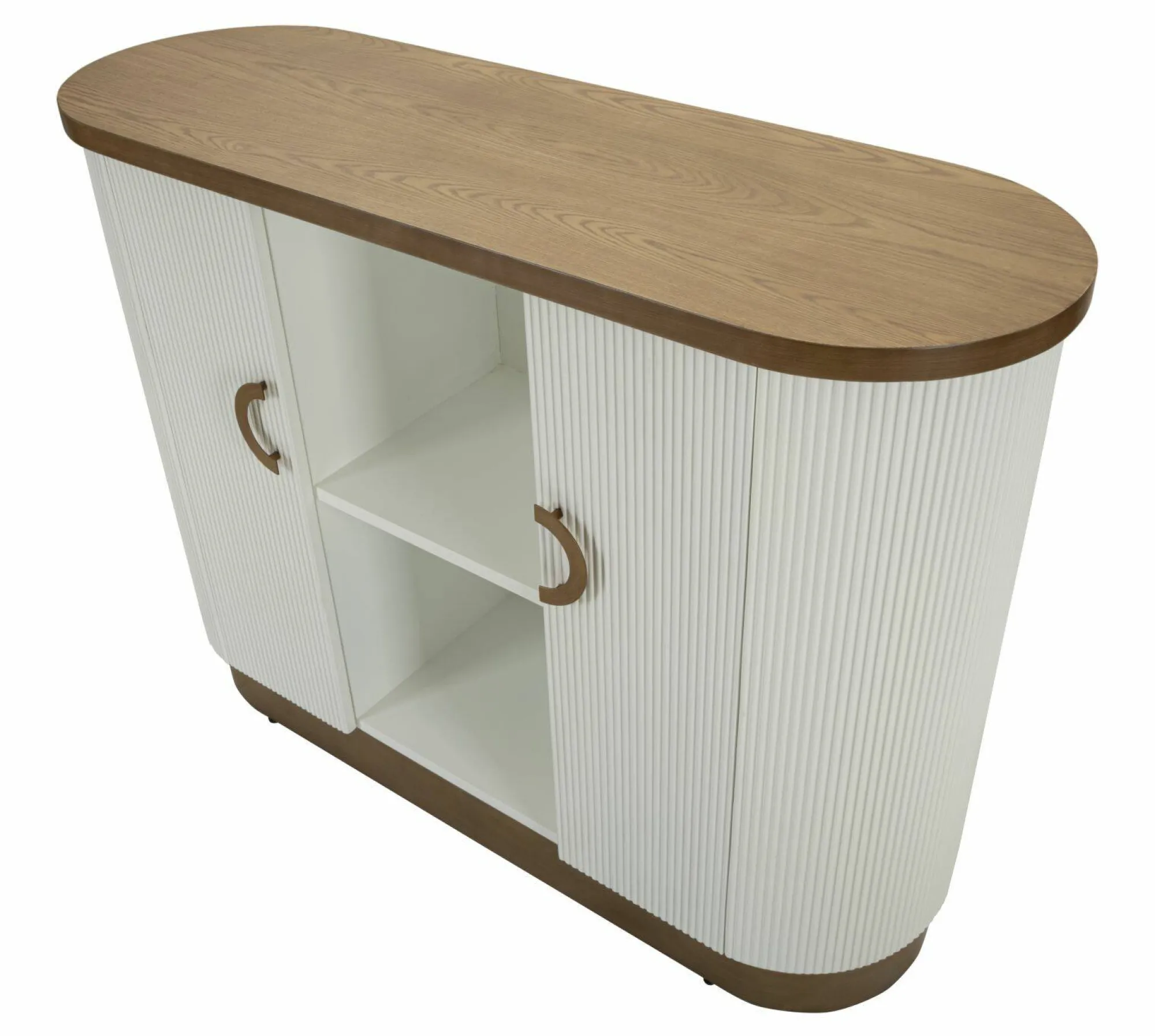 Credenza Ferrule, 121x41 h90 cm, Bianco e Marrone<Dmora Shop