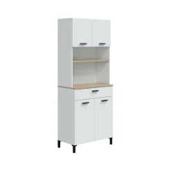 Credenza Florent, 72x40 h185 cm, Bianco e Rovere<Dmora Best