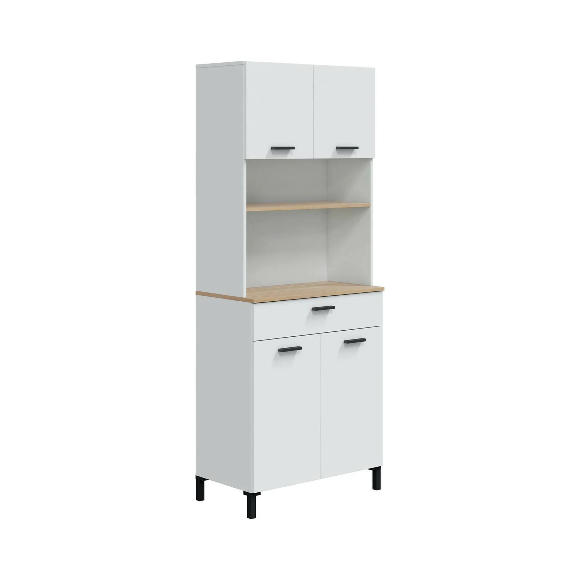Credenza Florent, 72x40 h185 cm, Bianco e Rovere<Dmora Best