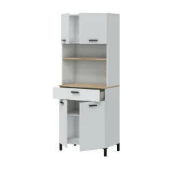 Credenza Florent, 72x40 h185 cm, Bianco e Rovere<Dmora Best