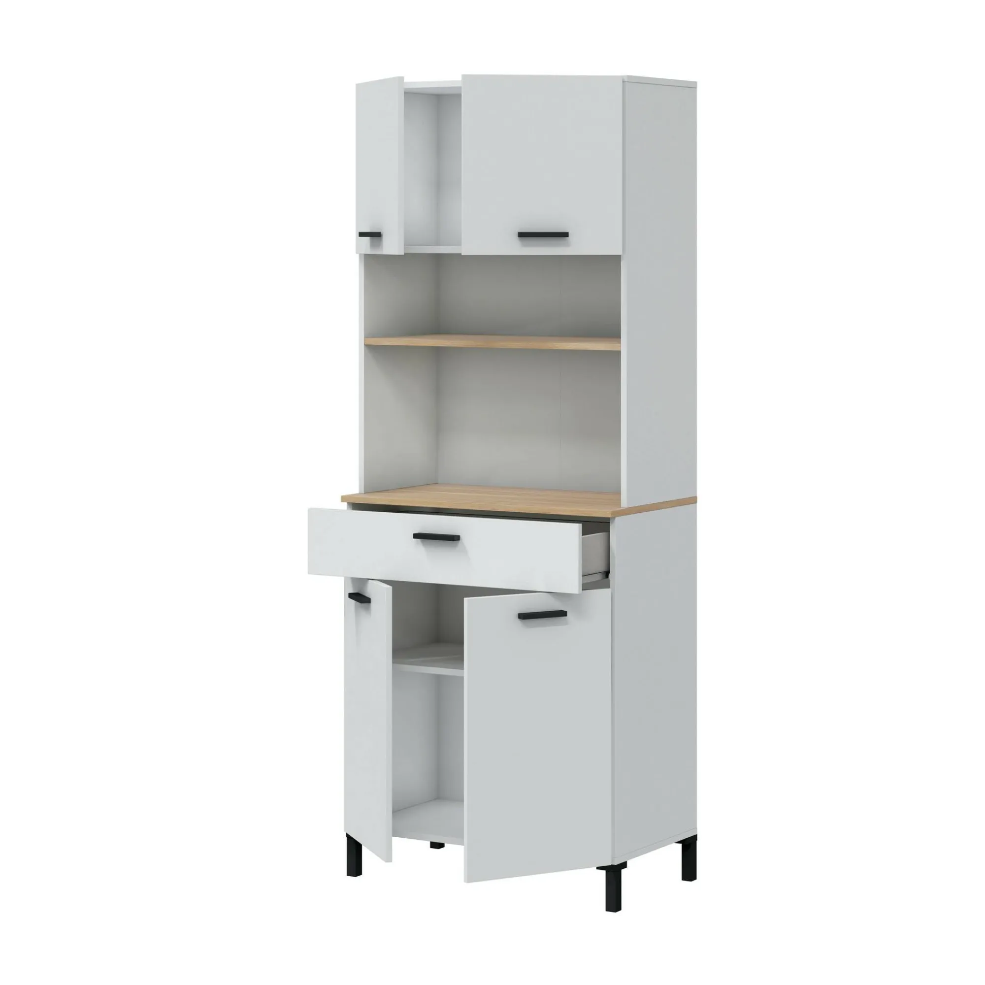 Credenza Florent, 72x40 h185 cm, Bianco e Rovere<Dmora Best