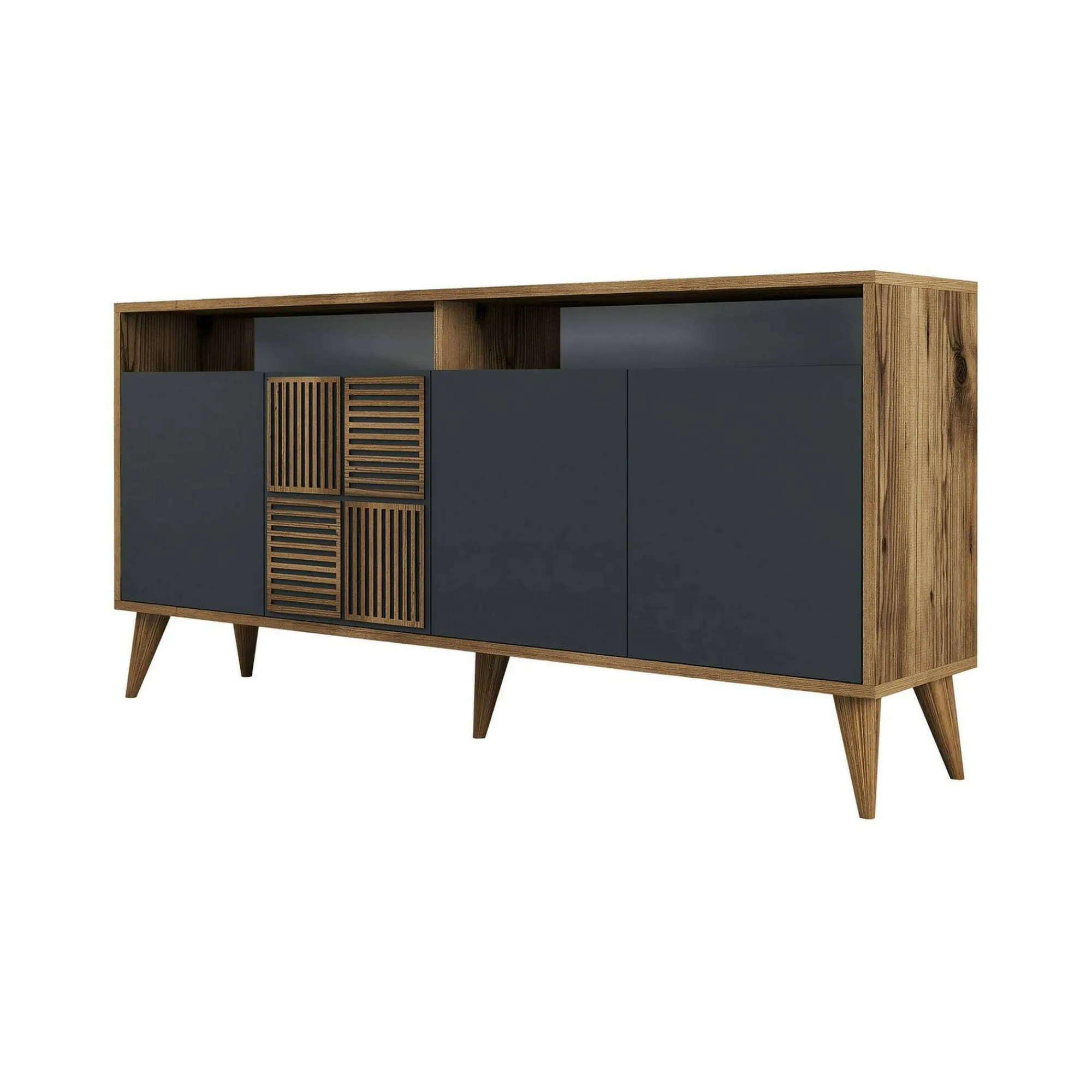 Credenza Garigliano, 160x35h79 cm, Noce e Antracite<Dmora Hot