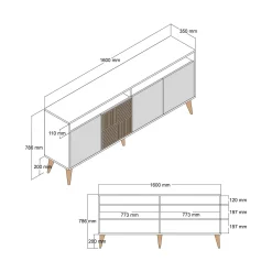 Credenza Garigliano, 160x35h79 cm, Noce e Antracite<Dmora Hot