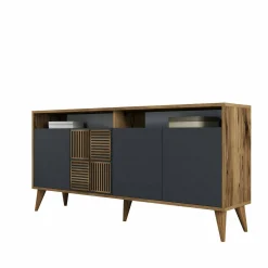 Credenza Garigliano, 160x35h79 cm, Noce e Antracite<Dmora Hot